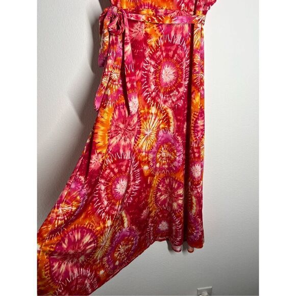 Floral Print Tie Dye Dress midi Vneck Approximately Size M - Picture 2 of 16
